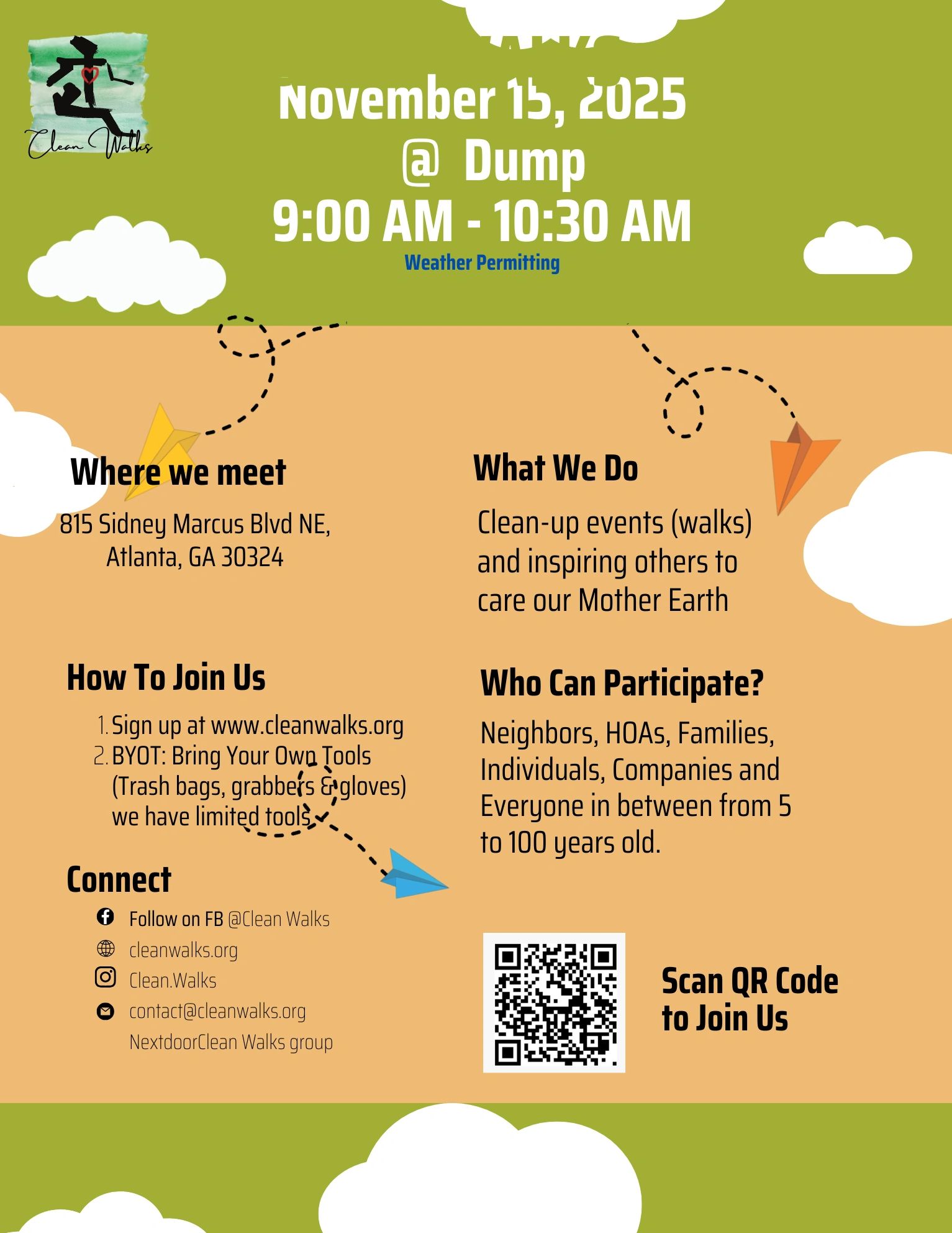 Community cleanup event on November 15, 2025, at 815 Sidney Marcus Blvd NE, Atlanta, GA.