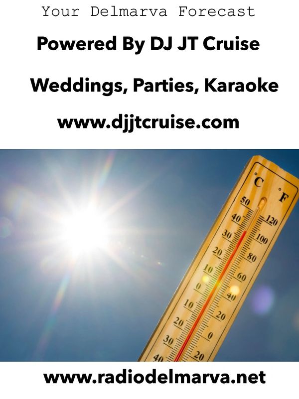 Thermometer shows a hot sunny day, part of Delmarva weather forecast.
