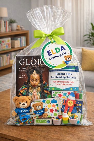 ELDA Learning Kit with educational toys and a book on Black beauty wrapped in clear plastic.