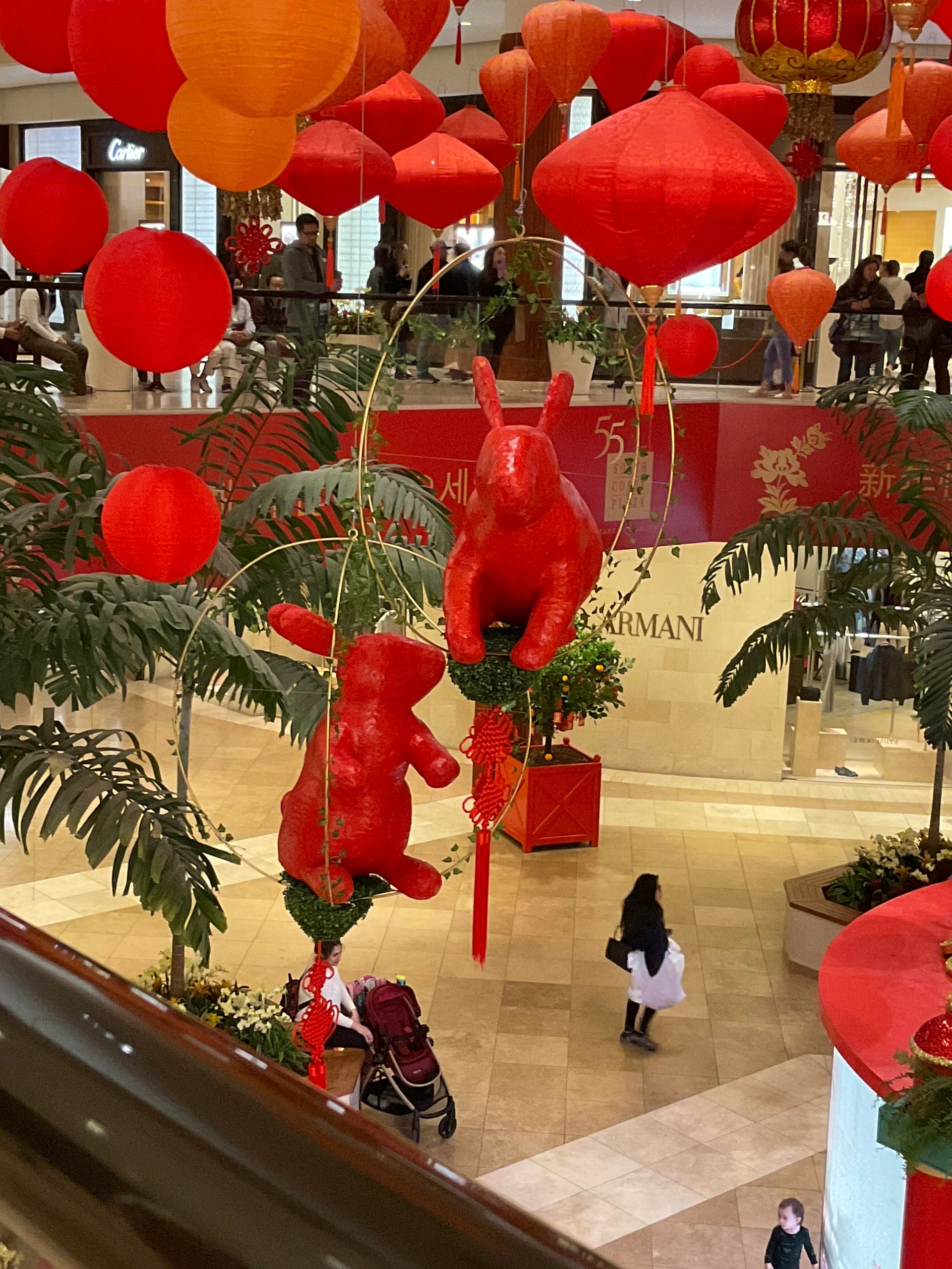Four foot Red Rabbits celebrating the Chinese Lunar New Year at South Coast Plaza, Orange, CA