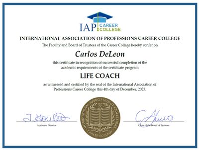 certification diploma for life coaching