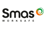 Logo of Smas WorkSafe with a swirl design.