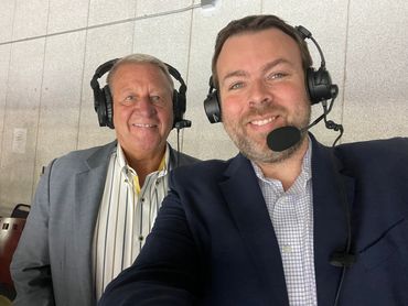 Broadcast Crew for an Icemen playoff game at Greenville in 2023.