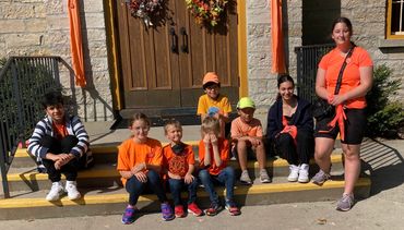 Preparing the outdoor gallery for our church family on Truth and Reconciliation Sunday.