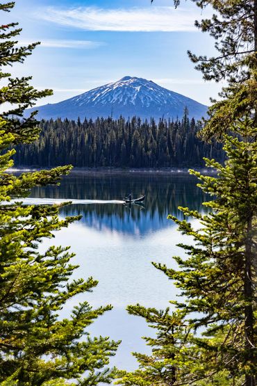 Peaceful Elk Lake with Mt Bachelor in the background
