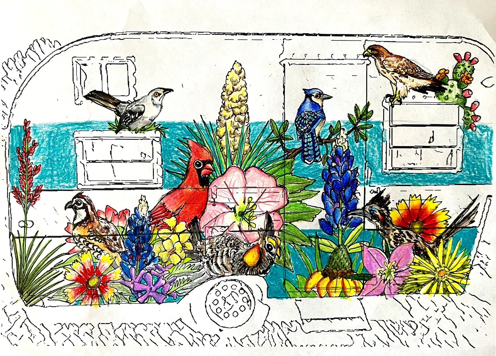 MillHouse Muralfest 2024 Rosie the Vintage Camper design by Artist Nolan Mueller