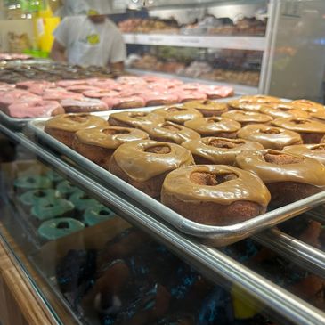 Delicious sweets at Lee's Donuts on Granville Island in Vancouver, BC, Canada.