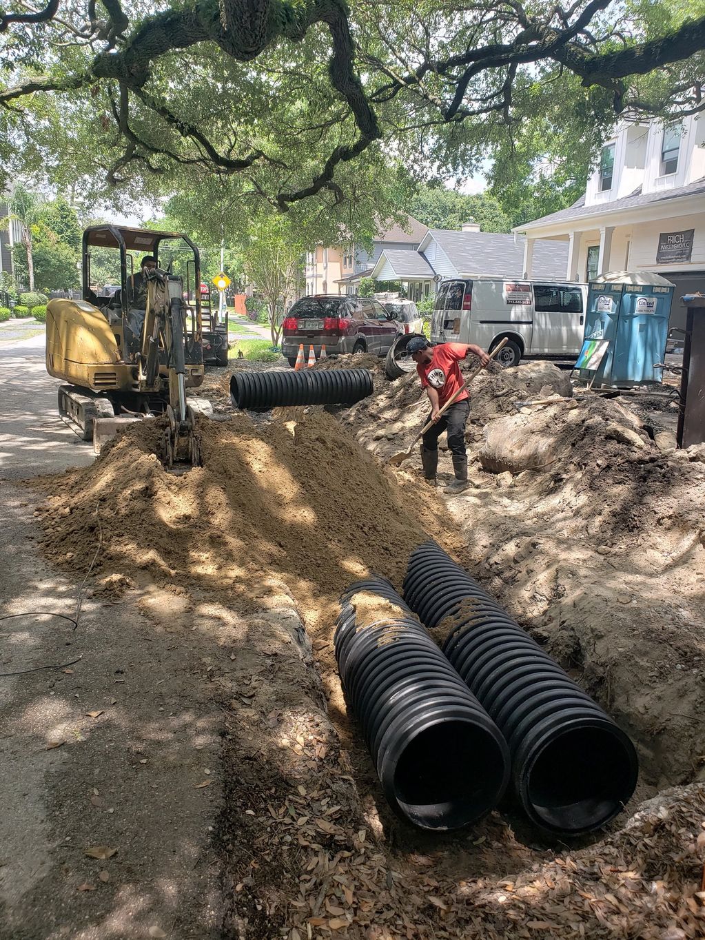 Installing 24" hdpe pipe for a driveway