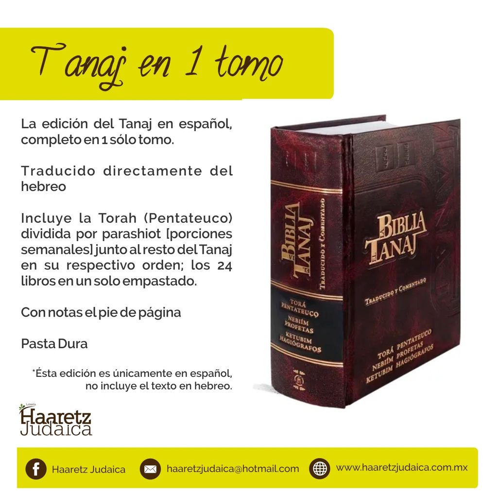 Tanaj completo en 1 tomo
Tanaj completo en español
Biblia hebrea en español