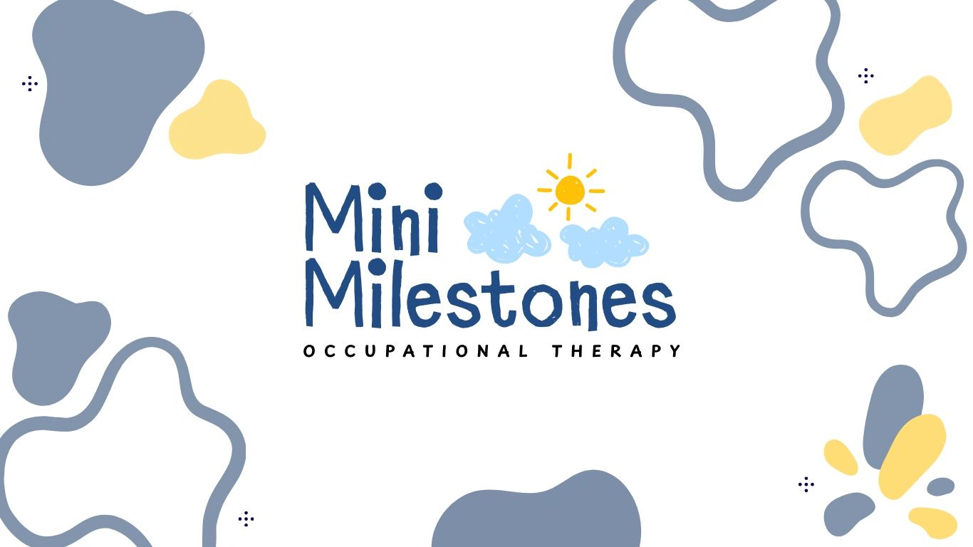 Logo for Mini Milestones Occupational Therapy with playful clouds and sun design.