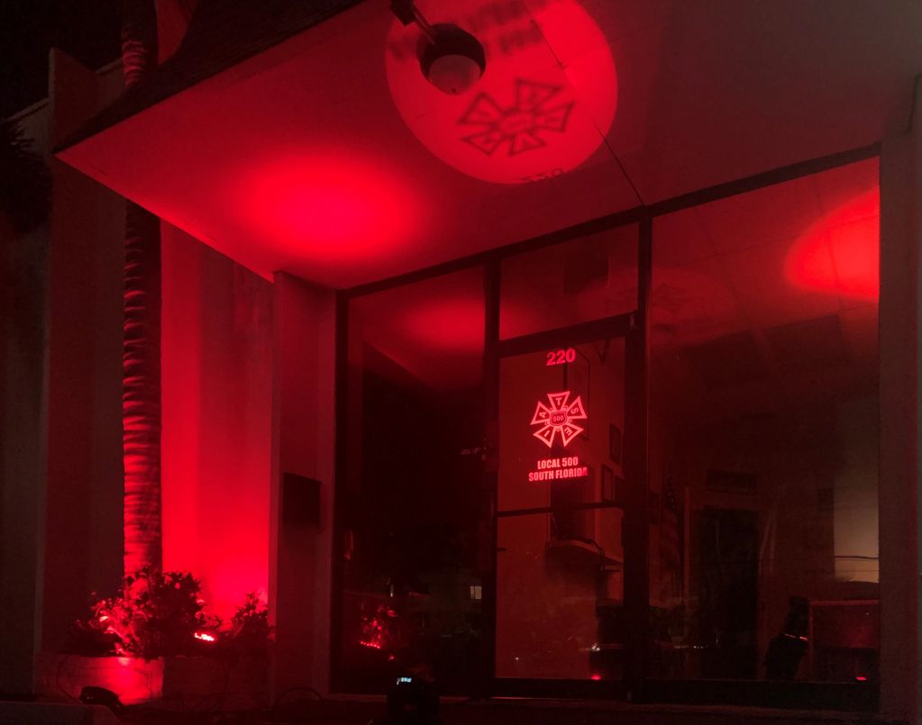 The Local 500 office went red in support of the entertainment industry and its workers. #WeMakeEvent