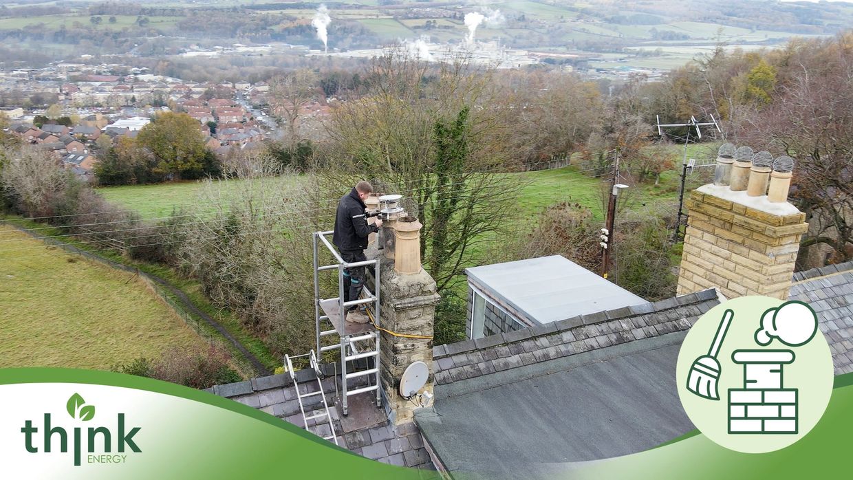 A chimney being swept by Think Energy in Hexham