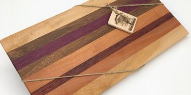 A cutting board by Dave Eichorn made with exotic wood