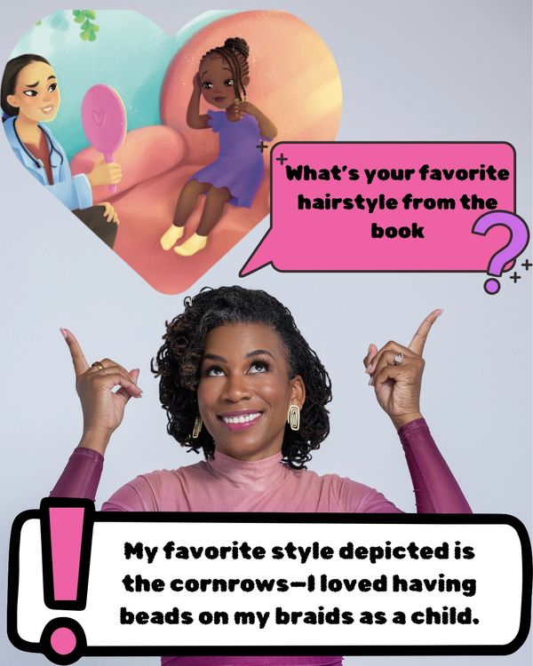 Woman discusses favorite hairstyle featuring cornrows with beads from childhood.