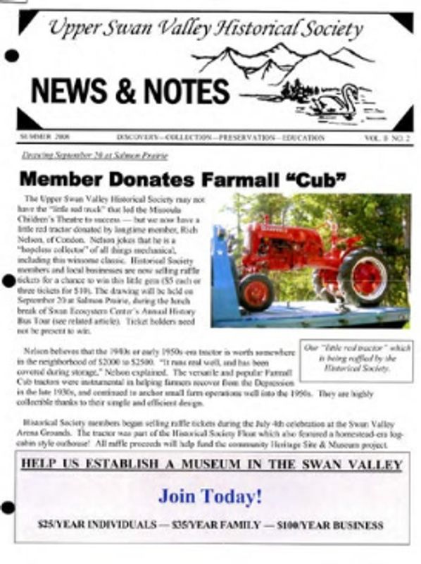 Cover of Summer 2008 USVHS newsletter