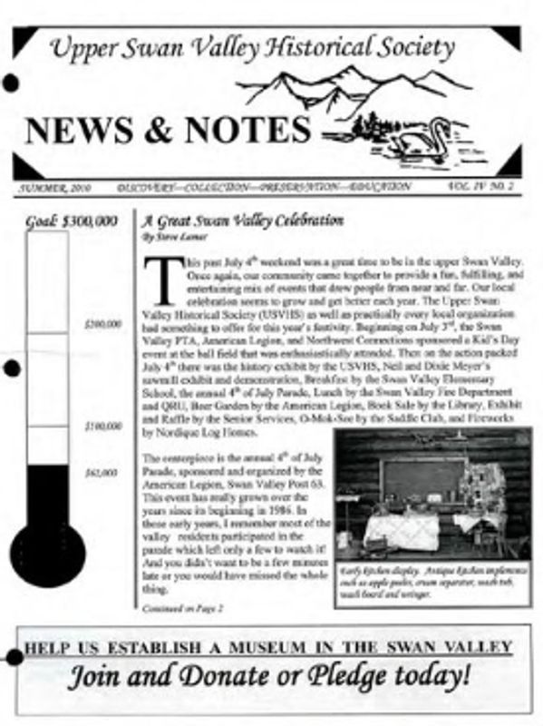 Cover of Summer 2010 USVHS newsletter