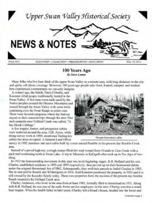 Cover of Fall 2012 USVHS newsletter