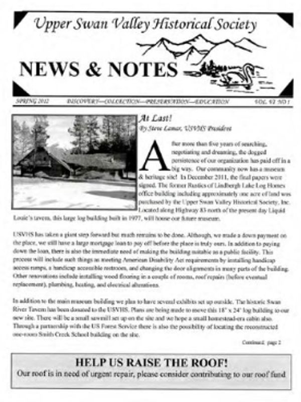 Cover of Spring 2012 USVHS newsletter