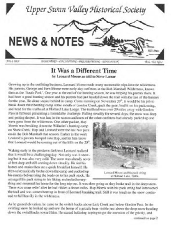 Cover of Fall 2013 USVHS newsletter
