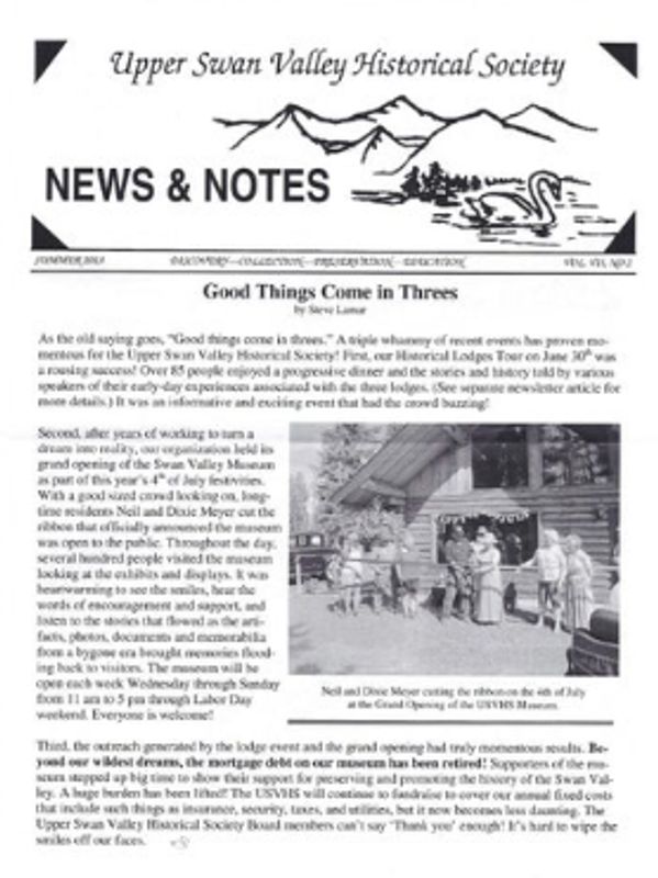 Cover of Summer 2013 USVHS newsletter