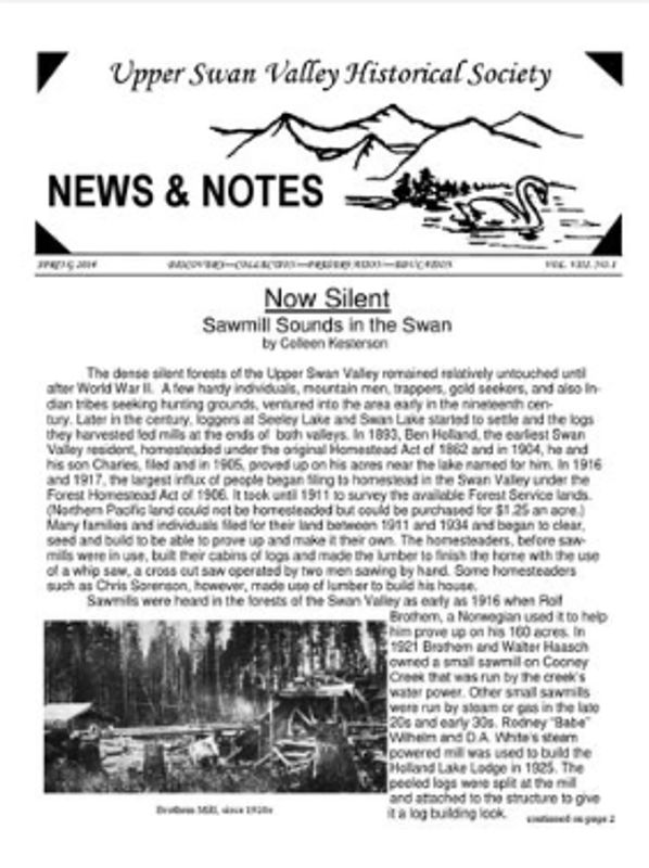 Cover of USVHS Spring 2014 newsletter