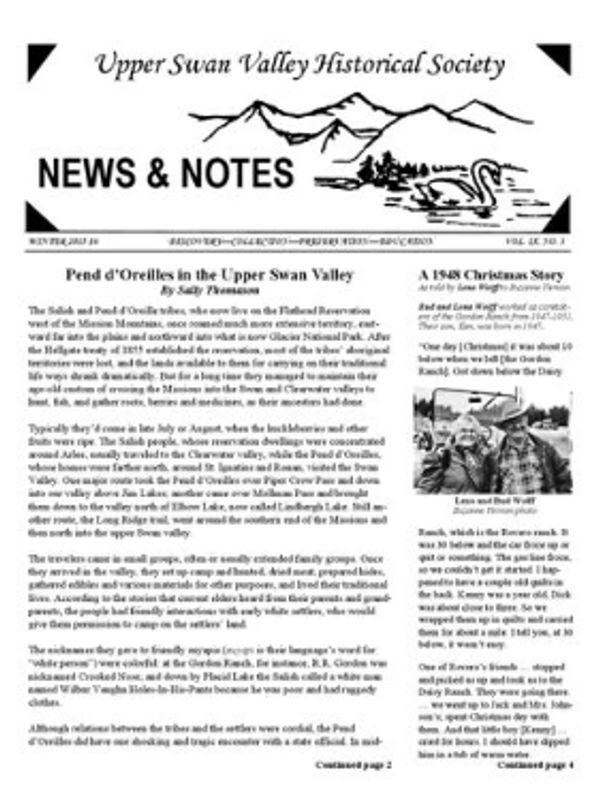 Cover of Winter 2015-16 USVHS newsletter