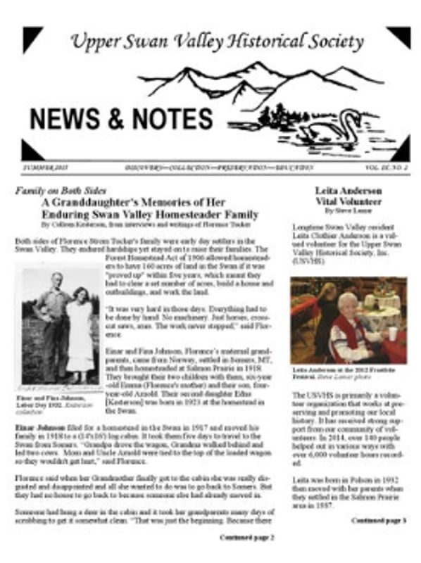 Cover of Summer 2015 USVHS newsletter