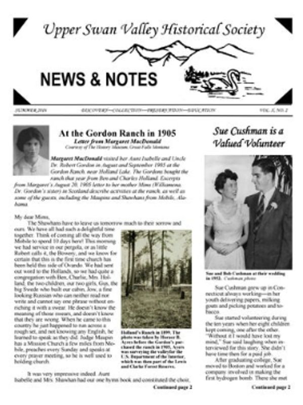 Cover of Summer 2016 USVHS newsletter