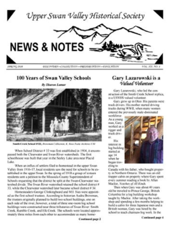 Cover of Spring 2018 USVHS newsletter