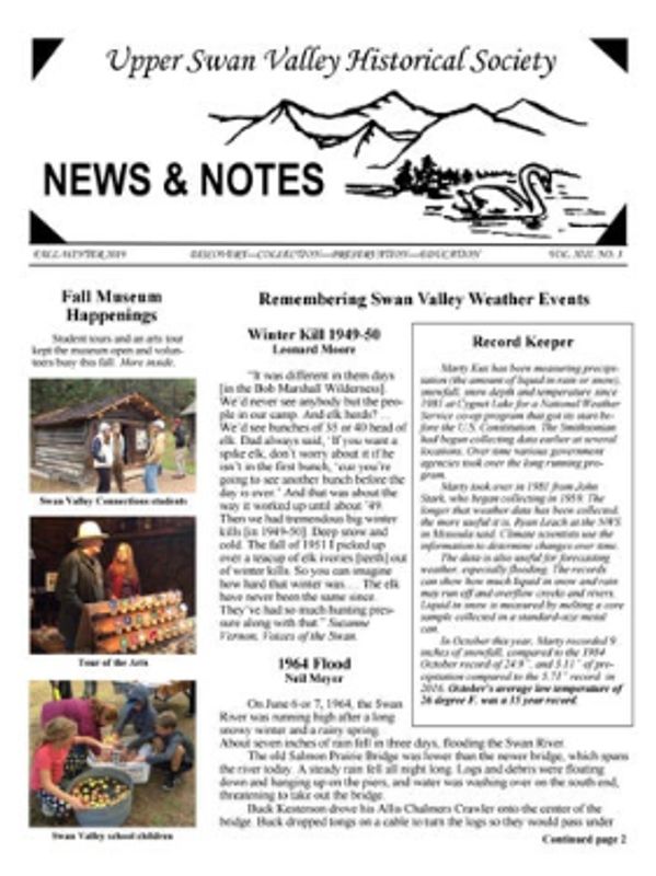 Cover of Fall-Winter 2019 USVHS newsletter