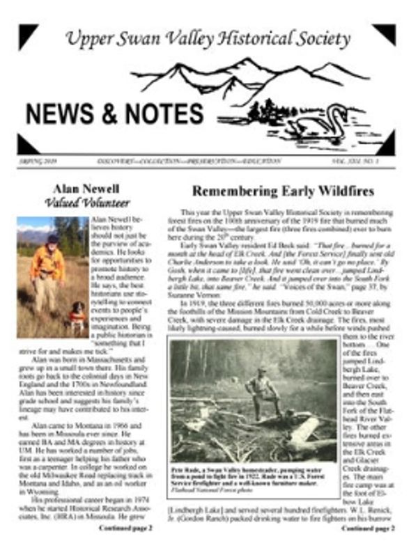 Cover of Spring 2019 USVHS newsletter
