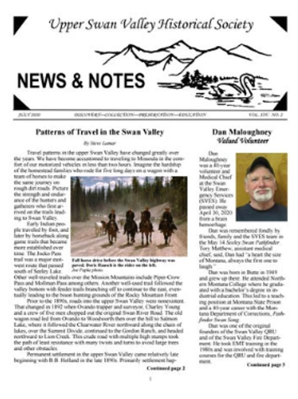Cover of July 2020 USVHS newsletter