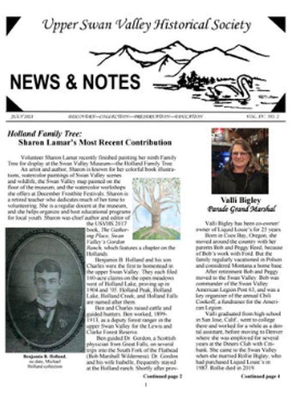 Cover of July  2021 USVHS newsletter