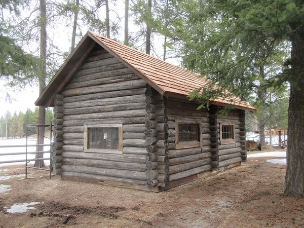various phases of building/restoring Maki Cabin