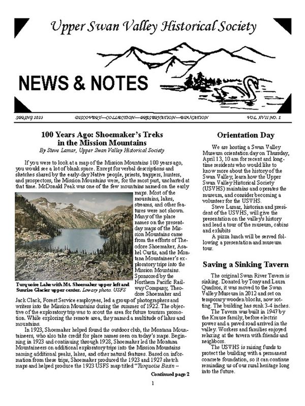 Cover of Spring 2023 USVHS newsletter