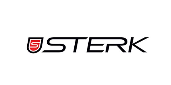 Sterk logo with a red and black shield symbol.