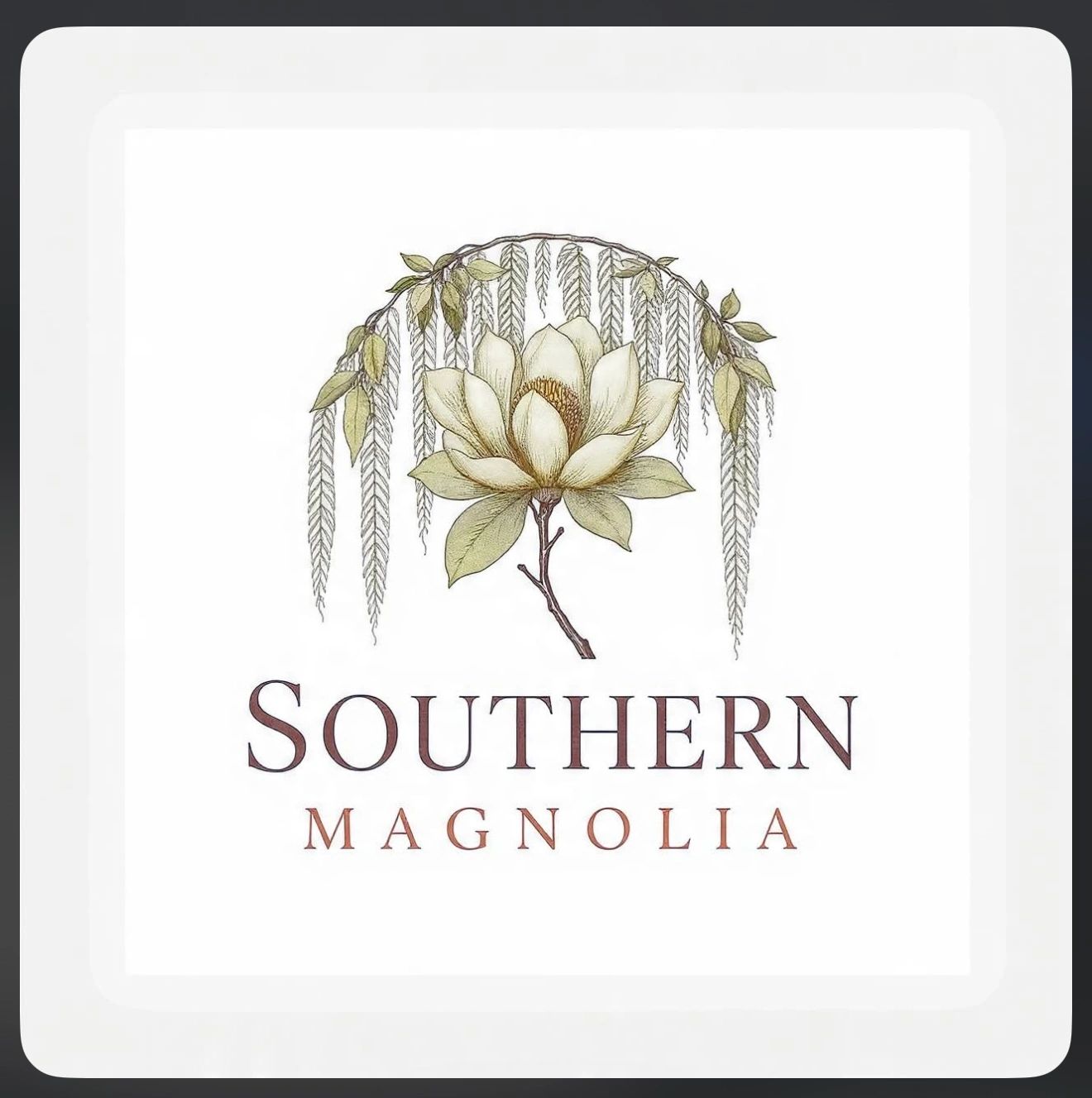 Elegant logo featuring a magnolia flower and text 'Southern Magnolia'.