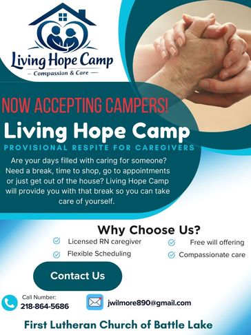 Living Hope Camp offers respite for caregivers with licensed RN care and flexible scheduling.
