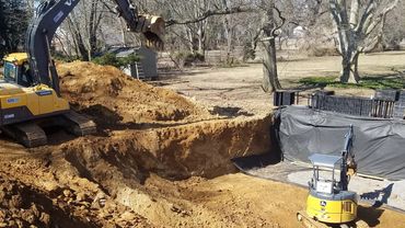 Digging underground water storm retention basin