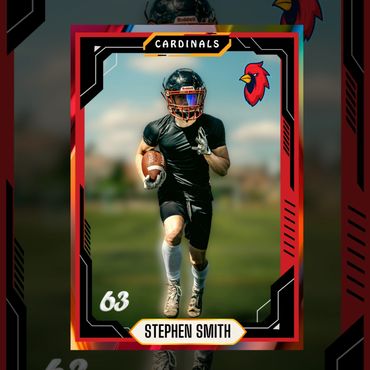 Football card of Stephen Smith from the Cardinals, wearing black with a red helmet.