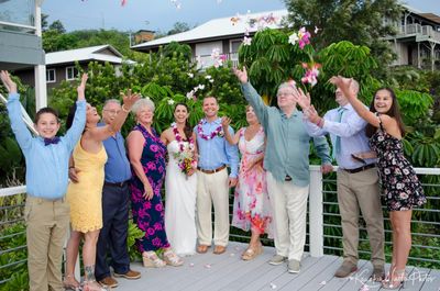 Family celebration of wedding on the Big island