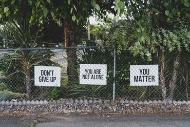This is an inspiring image that states "Don't Give Up", "You are not alone", and "You Matter"