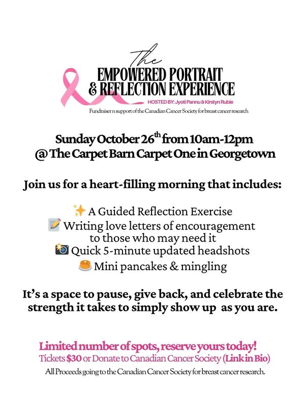 Fundraiser event for breast cancer research with reflection and headshots.