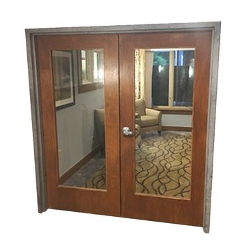 Knockdown Frame, Solid core wood door, Full lite, Stained
