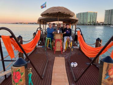 Two double hammocks on tiki boat