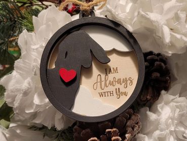 Custom Wooden Layered Silhouette Ornament (Goat)