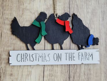 Wooden Chicken Christmas Ornament