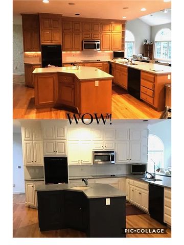 Update your kitchen by painting the cabinets and Island complimenting colors.