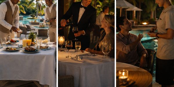 Luxury dining by the pool with attentive service from morning to night.