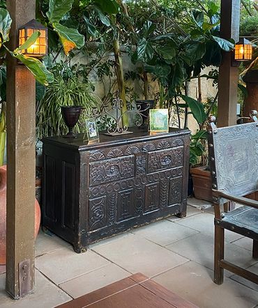 Palms springs vacation rental resort with curated collection of furniture from all over the world